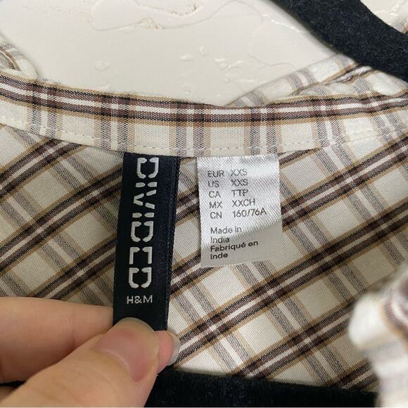 H&M Divided Brown Plaid Oversized Cotton Lightweight Flannel XXS - Picture 5 of 10
